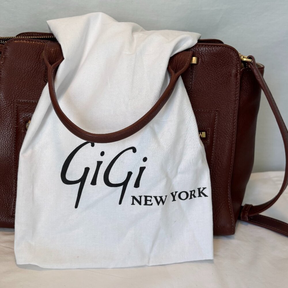 GiGI New York brown leather satchel purse with crossbody strap - Picture 14 of 14